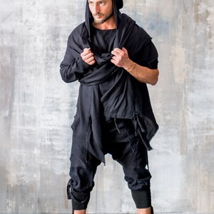 Herr Bamboo Festivalsjal | Avant Garde Draperad Tunika, Burning Man Morgonrock bild 9