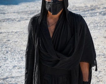 Mens Bamboo Festival Wrap | Avant Garde Draped Tunic, Burning Man Robe