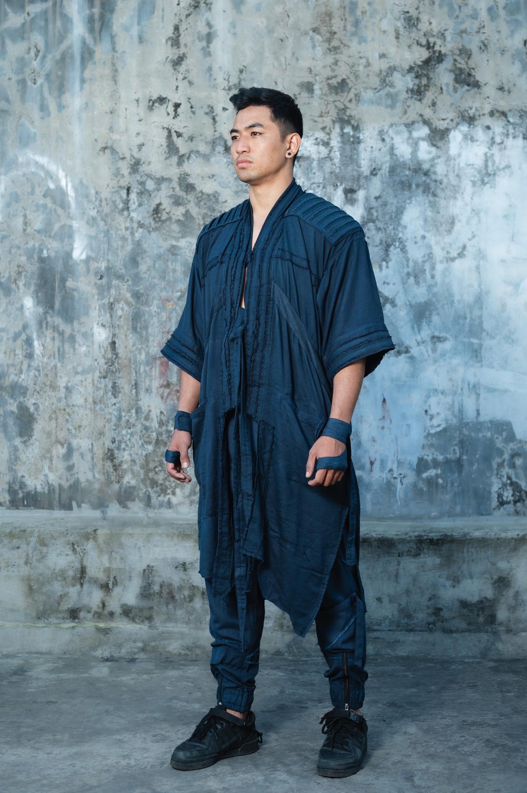 Subban Robe Cobalt Blue Samurai Kimono Robe: Avant Garde Cyberpunk Streetwear - Etsy