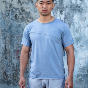 Hikari T-Shirt Spectral Ash Bohemian Fashion Top Men Boho Style Boho Beachwear Bohemian Kaftan Festival Kimono Linen Harem Pants