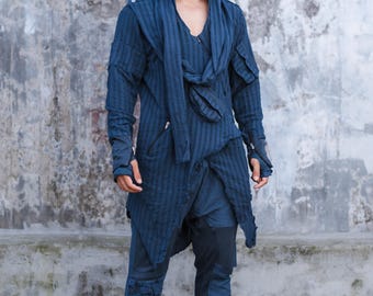 Shuen Mens Hooded Robe | Burning Man Festival Kimono | Jedi Desert Cloak | Bamboo Wrap Robe