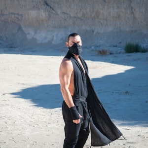 Herr Bamboo Festivalsjal | Avant Garde Draperad Tunika, Burning Man Morgonrock bild 11