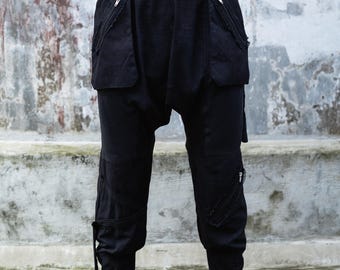 Yurushi Mens Drop Crotch Harem Pants | Burning Man Pants | Samurai