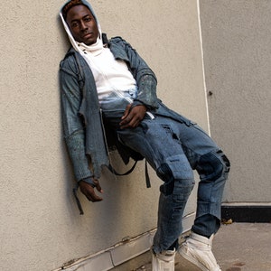 Ash Blue Hikaru Jeans: Japanese Streetwear Biker Cargo Pants