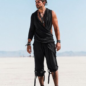 Herr Bamboo Festivalsjal | Avant Garde Draperad Tunika, Burning Man Morgonrock bild 2