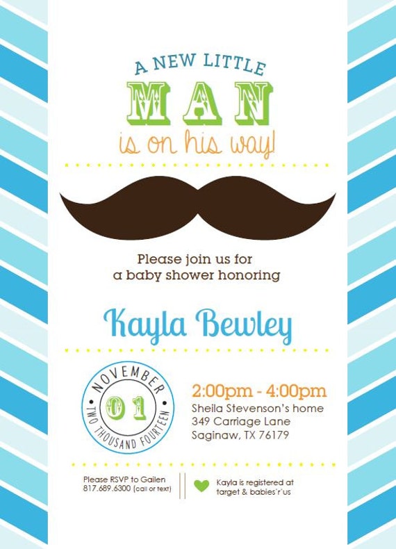 Custom Little Man Mustache Baby Shower Invitation Etsy