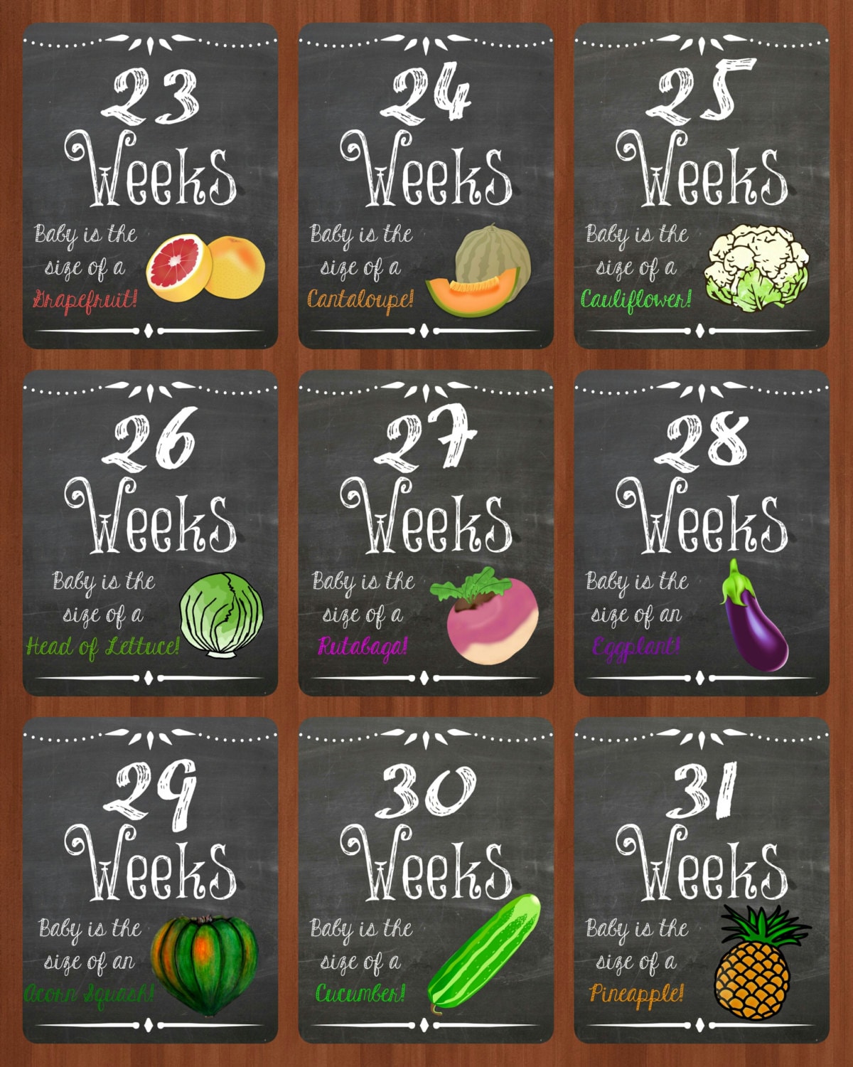 Weekly Pregnancy Chalkboard Printables - Etsy