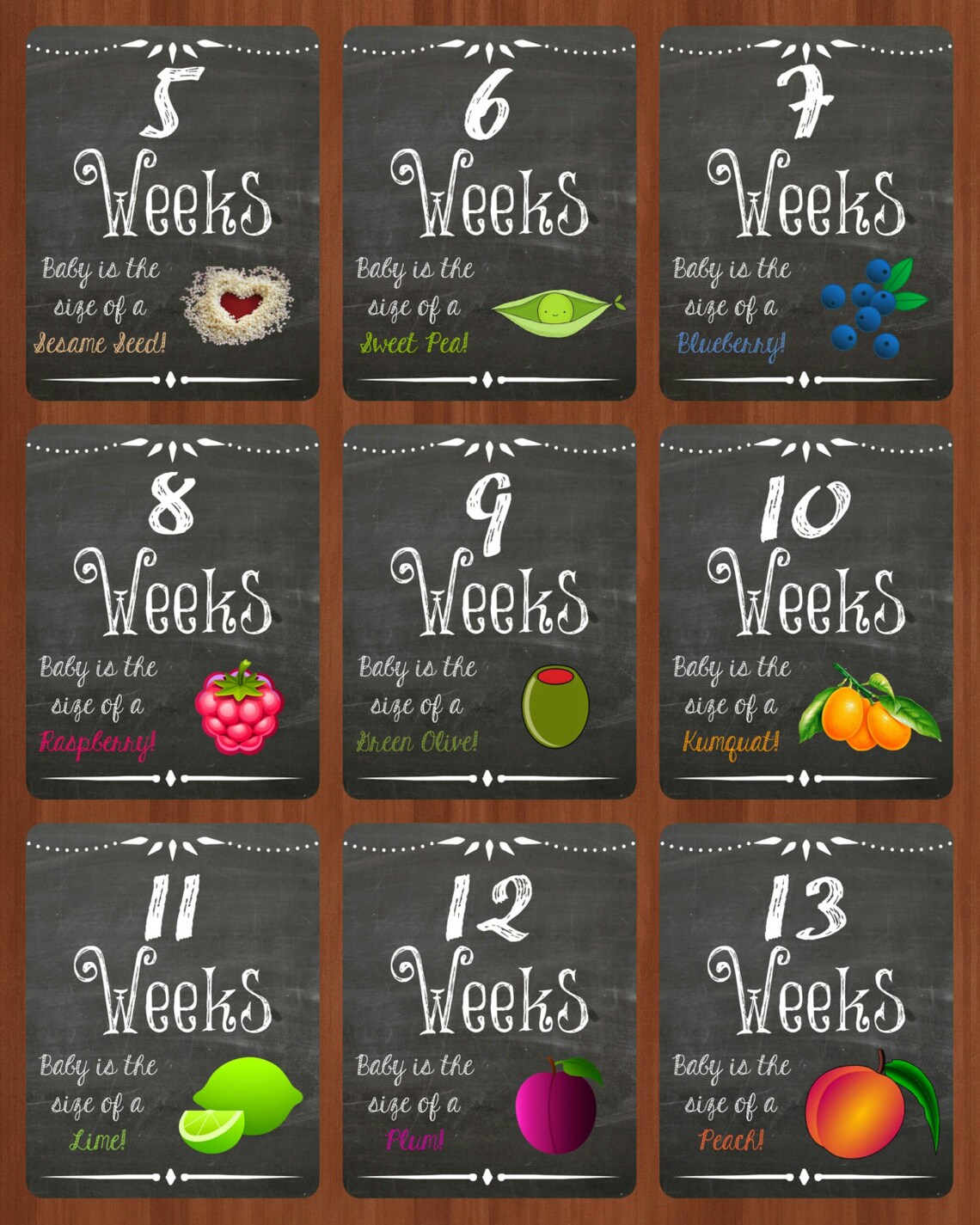 Weekly Pregnancy Chalkboard Printables - Etsy