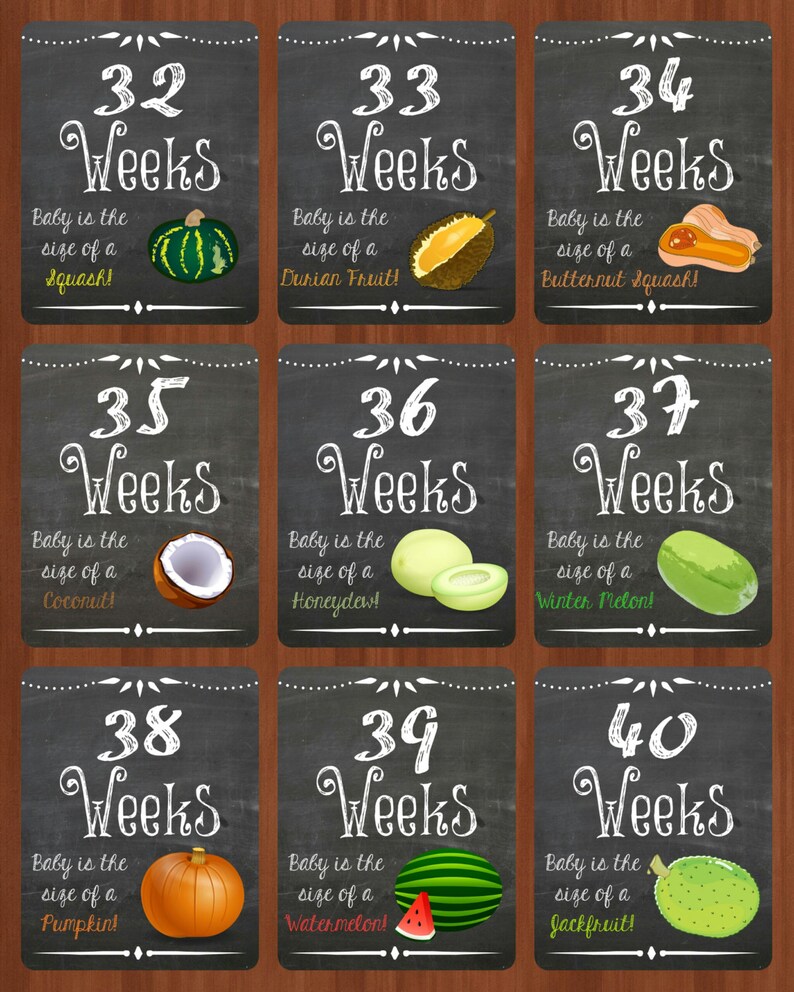 Weekly Pregnancy Chalkboard Printables - Etsy