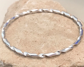 Sterling silver bangle bracelet, twisted bangle bracelet, stackable sterling silver bracelet, stackable bangle, gift for her simple bracelet