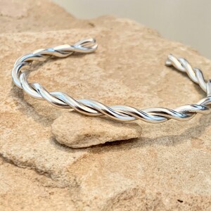 Sterling silver cuff bracelet, twisted cuff bracelet, stackable silver bracelet, stackable cuff, simple bracelet, silver bracelet, boho chic afbeelding 2