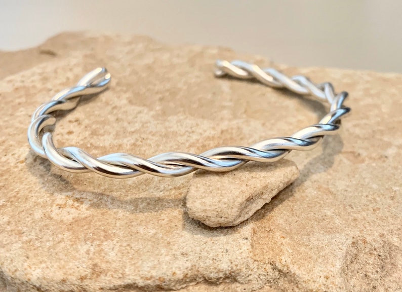 Sterling silver cuff bracelet, twisted cuff bracelet, stackable silver bracelet, stackable cuff, simple bracelet, silver bracelet, boho chic image 1