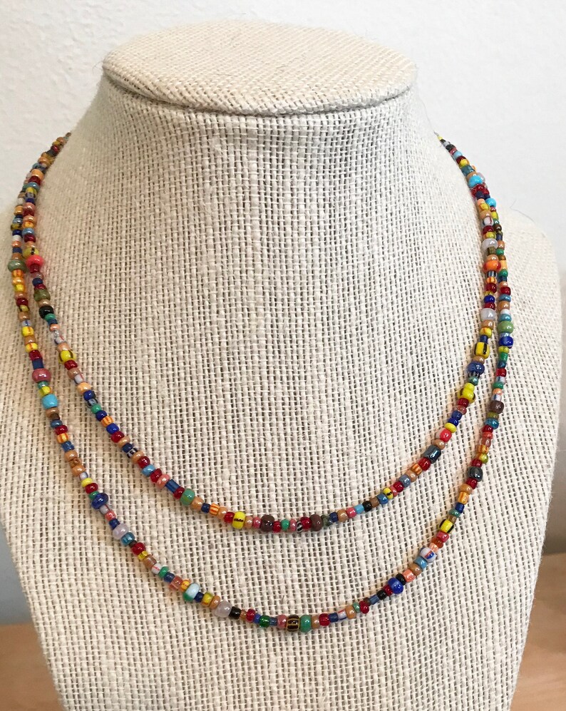 colorful necklace gift for her Multicolored necklace layering necklace,statement necklace sundance style necklace seed bead necklace