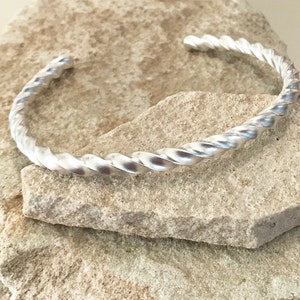 Sterling silver cuff bracelet, twisted cuff bracelet, stackable sterling silver bracelet, stackable bangle, silver bracelet, gift for her image 8