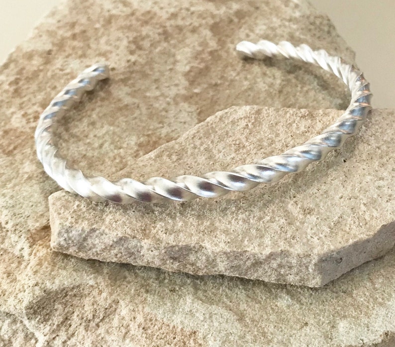 Sterling silver cuff bracelet, twisted cuff bracelet, stackable sterling silver bracelet, stackable bangle, silver bracelet, gift for her image 8