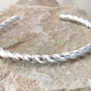 Sterling silver cuff bracelet, twisted cuff bracelet, stackable sterling silver bracelet, stackable bangle, silver bracelet, gift for her image 7