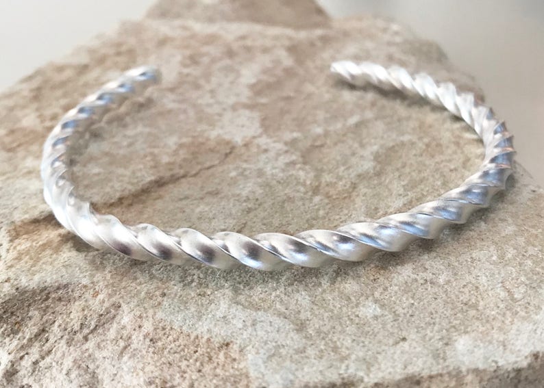 Sterling silver cuff bracelet, twisted cuff bracelet, stackable sterling silver bracelet, stackable bangle, silver bracelet, gift for her image 7