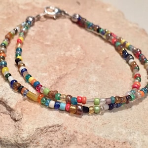 Multicolored seed bead bracelet, double strand bracelet, stackable bracelet, yoga bracelet, minimalist bracelet, beaded bracelet, boho chic