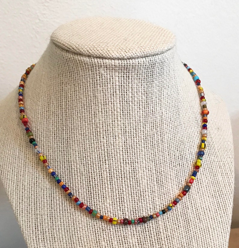 colorful necklace gift for her Multicolored necklace layering necklace,statement necklace sundance style necklace seed bead necklace