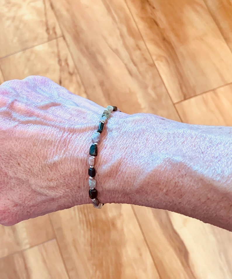 tourmaline bracelet Multicolored bracelet gift for her everyday casual bracelet Hill Tribe silver bracelet sterling silver bracelet