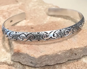 Sterling silver cuff bracelet, lightweight cuff bracelet, stackable sterling silver bracelet, sterling silver cuff, patina cuff bracelet