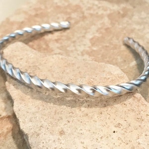 Sterling silver cuff bracelet, twisted cuff bracelet, stackable sterling silver bracelet, stackable bangle, silver bracelet, gift for her image 2