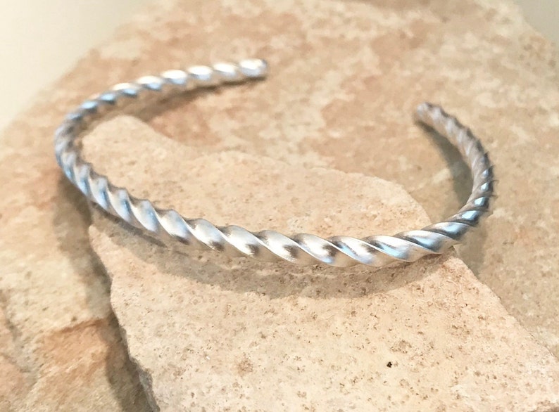Sterling silver cuff bracelet, twisted cuff bracelet, stackable sterling silver bracelet, stackable bangle, silver bracelet, gift for her image 2