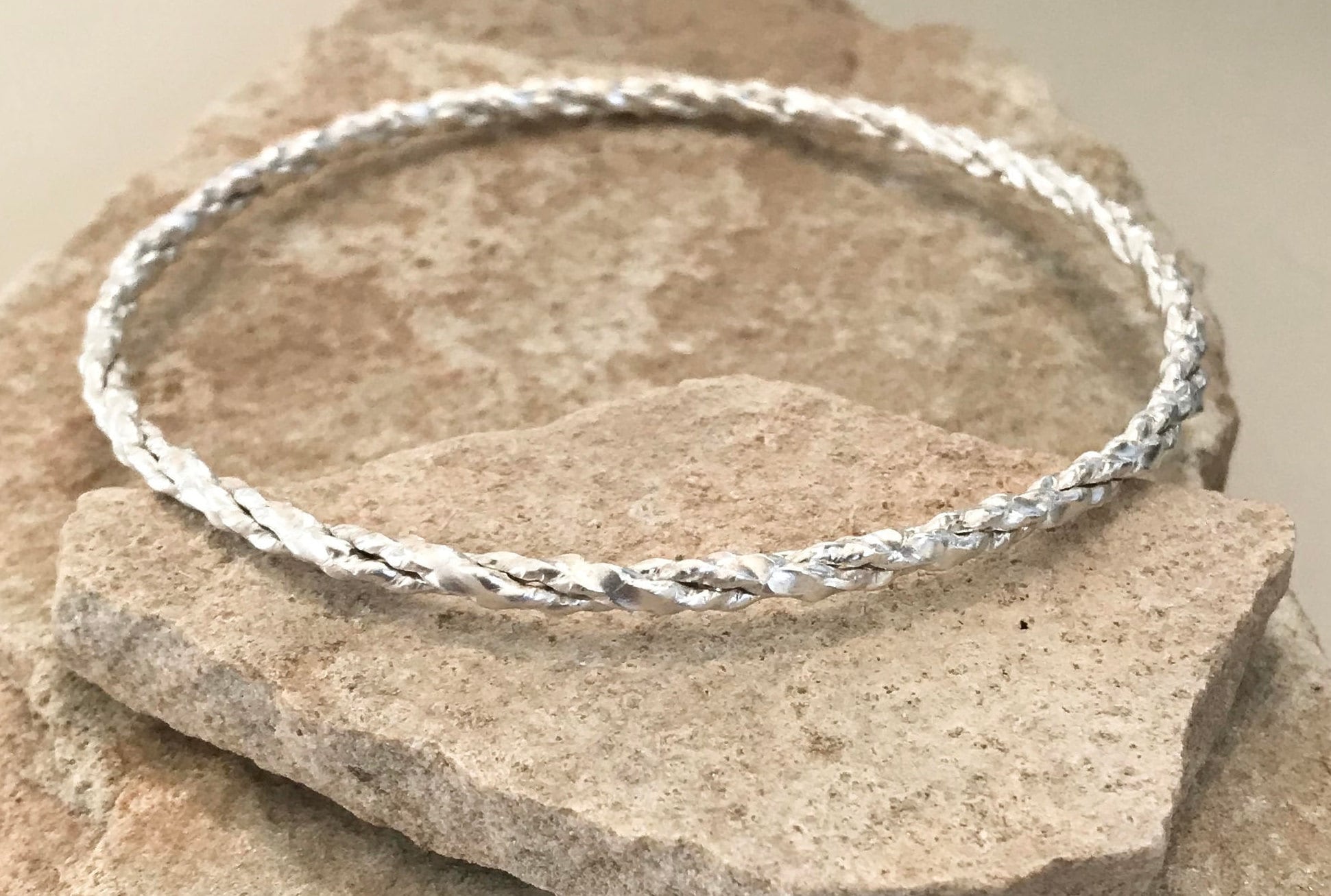 Sterling silver twisted bangle bracelet, twisted bangle bracelet