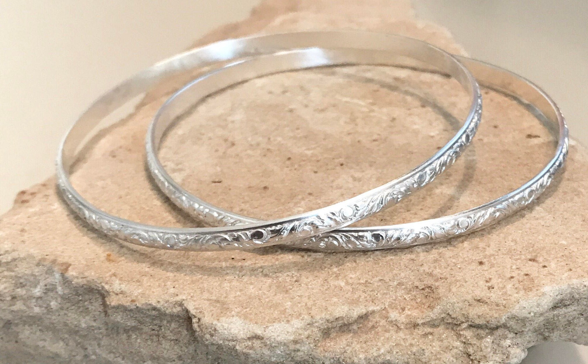 Sterling Silver Bangle Bracelets Sold Individually Pattern Etsy