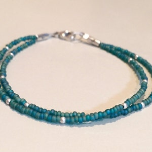 Blue Seed Bead Double or Single Strand Bracelet Teal - Etsy