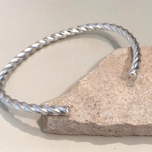 Sterling silver cuff bracelet, twisted cuff bracelet, stackable sterling silver bracelet, stackable bangle, silver bracelet, gift for her image 6