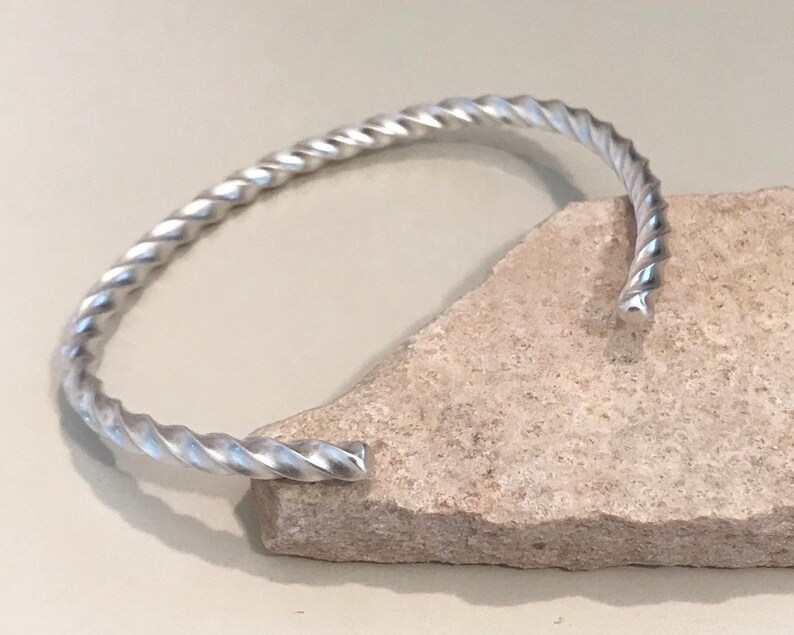 Sterling silver cuff bracelet, twisted cuff bracelet, stackable sterling silver bracelet, stackable bangle, silver bracelet, gift for her image 6