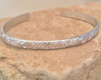 Sterling silver cuff bracelet, pattern cuff bracelet, stackable sterling silver bracelet, sterling silver cuff, everyday bracelet