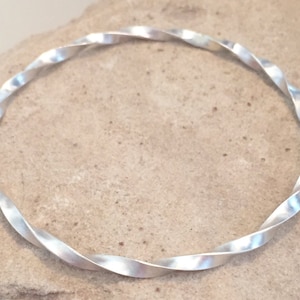 Sterling silver bangle bracelet, twisted bangle bracelet, stackable sterling silver bracelet, stackable bangle, silver bracelet gift for her