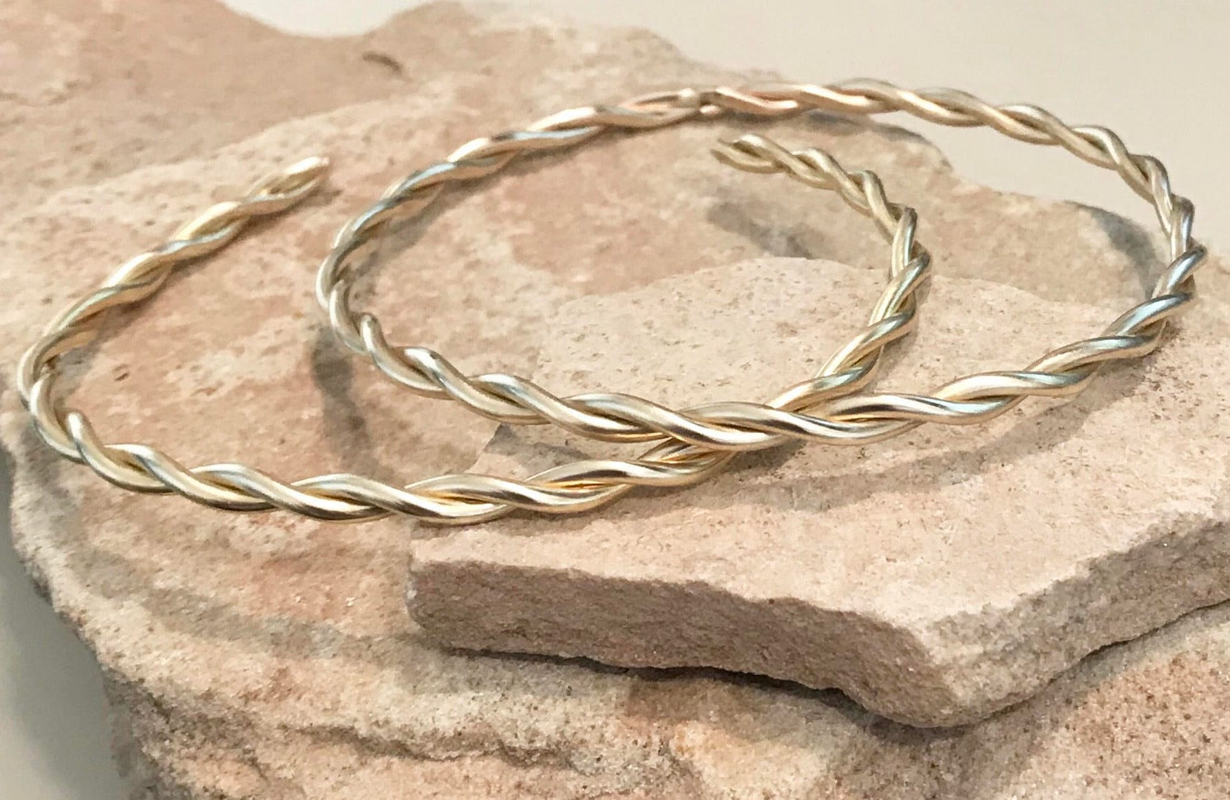 Twisted brass bangle bracelets, twisted round bangle bracelet
