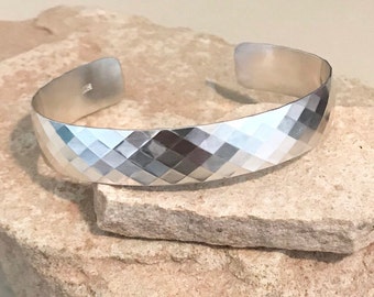 Sterling silver patterned cuff bracelet, wide pattern cuff bracelet, stackable sterling silver bracelet, sterling silver cuff, gift for her