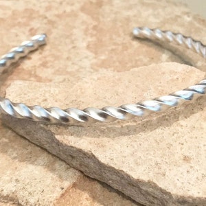 Sterling silver cuff bracelet, twisted cuff bracelet, stackable sterling silver bracelet, stackable bangle, silver bracelet, gift for her image 1