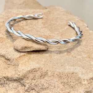 Sterling silver cuff bracelet, twisted cuff bracelet, stackable silver bracelet, stackable cuff, simple bracelet, silver bracelet, boho chic image 3