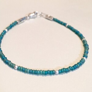 Blue Seed Bead Double or Single Strand Bracelet Teal - Etsy