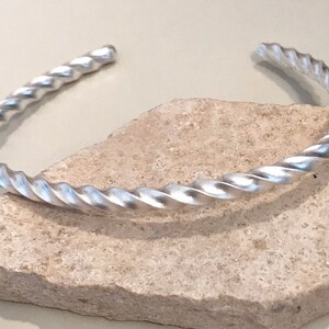 Sterling silver cuff bracelet, twisted cuff bracelet, stackable sterling silver bracelet, stackable bangle, silver bracelet, gift for her image 3