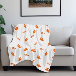Orange Delight: Dive into Comfort with our &#39;Boo-tiful&#39; Halloween Velveteen Plush Blanket| Gift for Her |Halloween Blanket