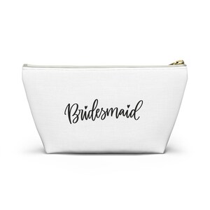 Accesorio de dama de honor Bolsa con fondo en T / Bolsa de maquillaje de dama de honor / Regalo para dama de honor / Equipo nupcial / Regalos de novia
