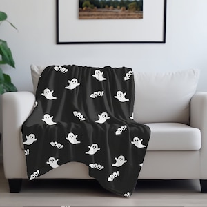 Chic Noir Halloween Velveteen Plush Blanket - The Ultimate Spooky Snuggle| Gift for Her |Halloween Blanket