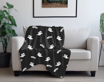 Chic Noir Halloween Velveteen Plush Blanket - The Ultimate Spooky Snuggle| Gift for Her |Halloween Blanket