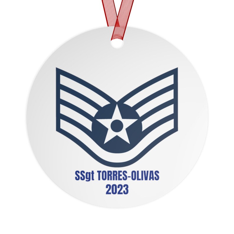 Last Name Personalized USAF Ssgt Metal Ornaments Ssgt Release Party