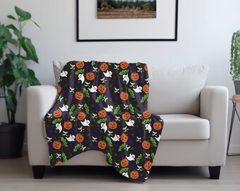 Haunted Dreams: Snuggle into Halloween Magic with Our Velveteen Plush Blanket| Gift for Her |Halloween Blanket