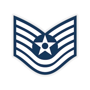 Peut inclure: Un insigne de grade militaire bleu et blanc avec cinq bandes et une étoile au centre.