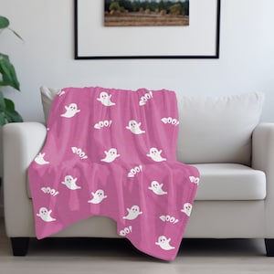 Enchanting Pink Halloween Velveteen Plush Blanket - Cozy Up in Halloween Glam| Gift for Her |Halloween Blanket