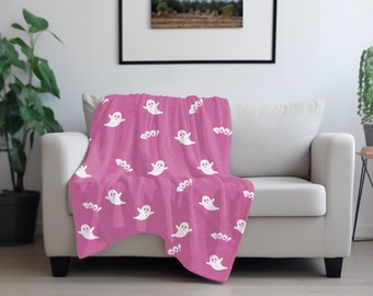 Enchanting Pink Halloween Velveteen Plush Blanket - Cozy Up in Halloween Glam| Gift for Her |Halloween Blanket