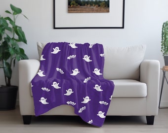 Mystical Purple Halloween Velveteen Plush Blanket - Elevate Your Spooky Snuggle| Gift for Her |Halloween Blanket